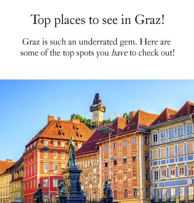 Hello guys!! 
Here are some of the places that a new comer must visit in Graz! I remember when I first arrived in this city 1 year and a half ago, I could not wait to explore it. What made it even better is that the dorm is in a such convenient location where evrything seems like it is 2 steps away!!

Of course Graz offers much more but I would not be able to include everything in one post 😅 

- Nikol 
#studylivehavefun #home4students